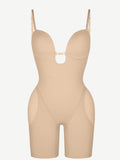 -cut Back Body Shaper with Built-in Removable Fake Buttocks and Crotch Pads