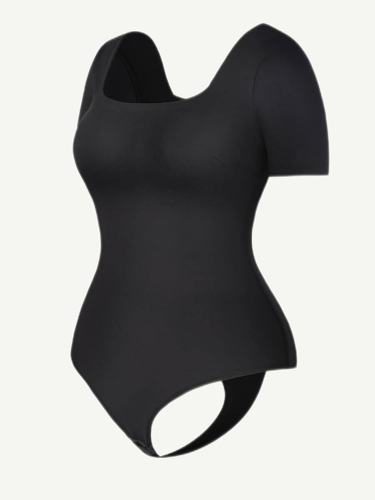 [USA Warehouse] are-Neck Short-Sleeve Tummy control Bodysuit