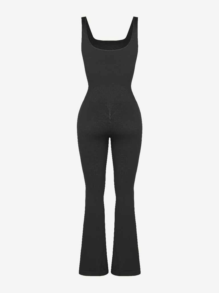 mless Square Neck U-Back Flared Jumpsuit