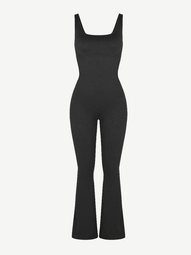 mless Square Neck U-Back Flared Jumpsuit