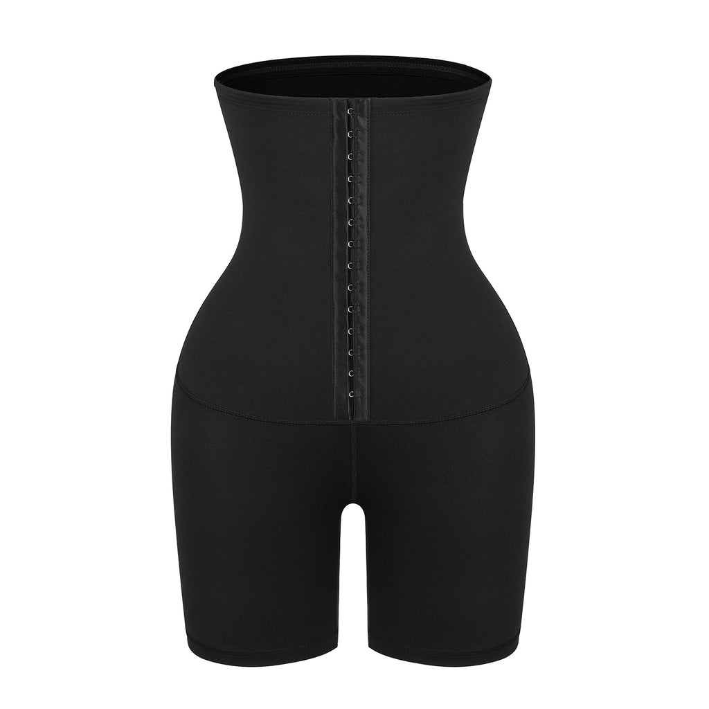 Wholesale Black High Waist 2-In-1 Waist Trainer Shorts Mid-Thigh Slimming Waist